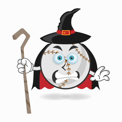 The Baseball mascot character becomes a magician. vector illustration