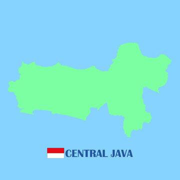 Central Java , map of Indonesia province isolated blue sea background, eps 10