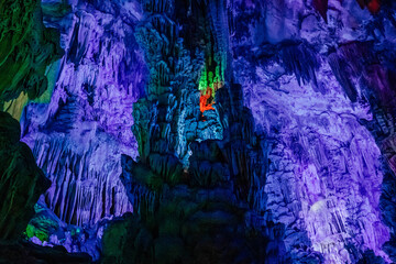 Inside the famous Reed Flute Cave in Guillin, China