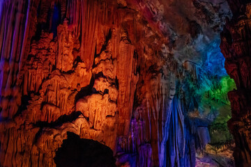 Inside the famous Reed Flute Cave in Guillin, China