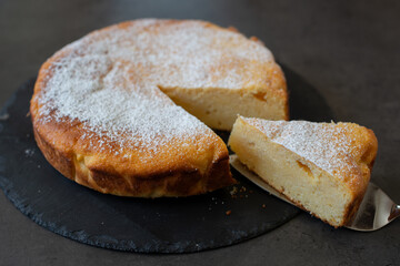 Cheesecake slice, New York style classical cheese cake 
