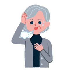 辛そうなシニア女性のイラスト素材