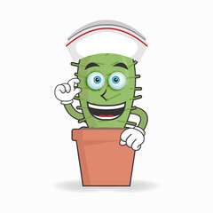 The Cactus mascot character becomes a nurse. vector illustration
