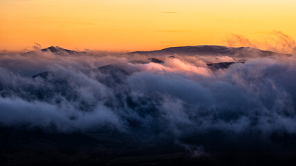 A beautiful mountain scenery. Smooth Polonyna (ukraine) seen from the Bieszczady National Park.  The Carpathian Mountains.