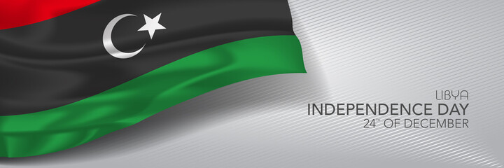 Libya independence day vector banner, greeting card.