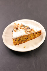 traditional carrot cake portion