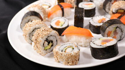 assorted of maki roll and sushi
