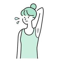 肌トラブルをかかえる女性イラスト