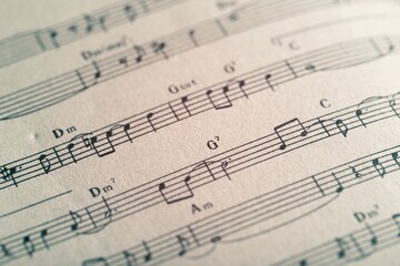 Music Notes on Staves Close-Up