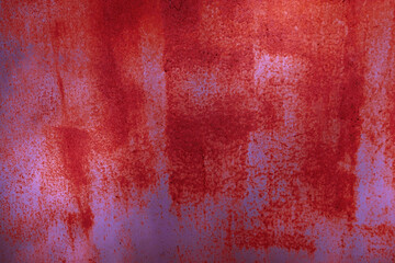 Red blue abstract background. Paint on an old metal wall. Toned rough texture. Bright decorative background. Web banner.