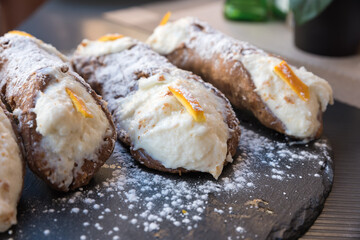 Sicilian cannoli with ricotta and candied