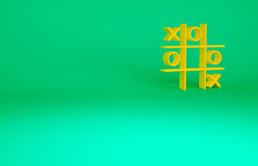 Orange Tic tac toe game icon isolated on green background. Minimalism concept. 3d illustration 3D render.