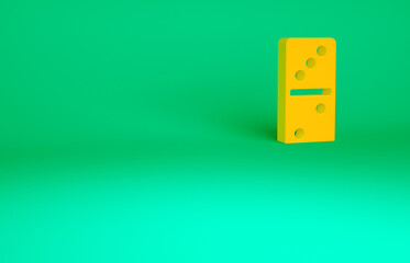 Orange Domino icon isolated on green background. Minimalism concept. 3d illustration 3D render.