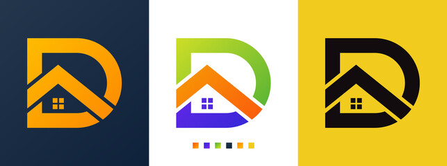 Fototapeta d Letter Real Estate Logo Design - Real estate logo	 obraz