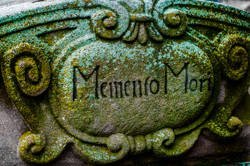 Memento mori inscription.  image at a gravesite. graveyard (Memento Mori)