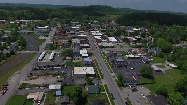 Drone Aerial View of the Town of Corydon Kentucky