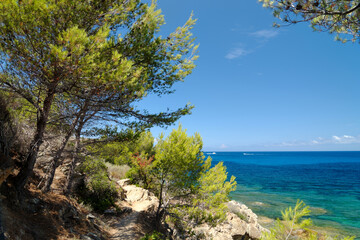 Fototapeta na wymiar Agriates coastal path in western coast of Corsica