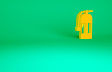 Orange Fire extinguisher icon isolated on green background. Minimalism concept. 3d illustration 3D render.