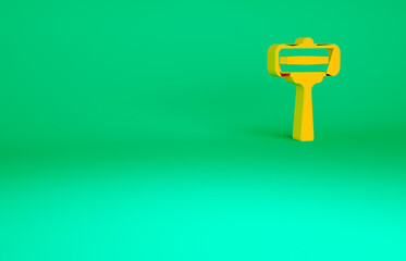 Orange Shaving razor icon isolated on green background. Minimalism concept. 3d illustration 3D render.