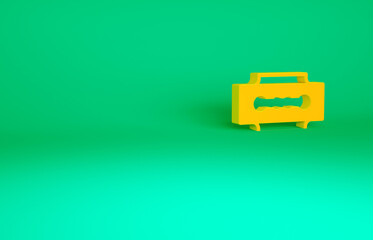 Orange Blade razor icon isolated on green background. Minimalism concept. 3d illustration 3D render.