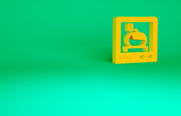 Orange 3D printing technology icon isolated on green background. Minimalism concept. 3d illustration 3D render.