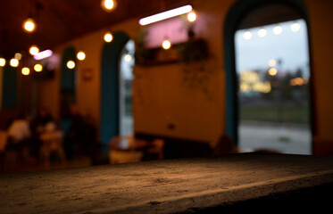 dark brown top of bar and free space for your glass