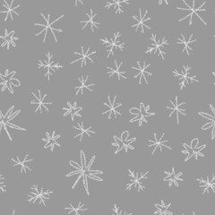 Hand Drawn white Snowflakes Christmas Seamless Pat