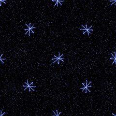 Hand Drawn blue Snowflakes Christmas Seamless Patt