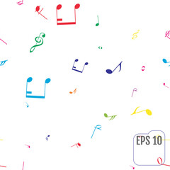 Seamless Pattern with Colorful music notes