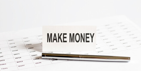 Text make your money work for you on the short note on chart background