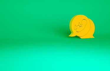 Orange Baby icon isolated on green background. Minimalism concept. 3d illustration 3D render.