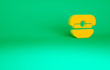 Orange Captain hat icon isolated on green background. Minimalism concept. 3d illustration 3D render.