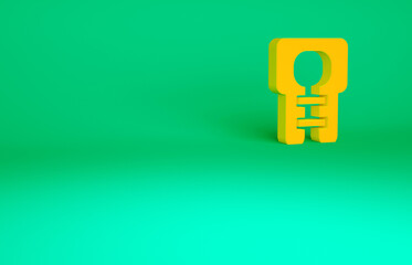 Orange Life jacket icon isolated on green background. Life vest icon. Extreme sport. Sport equipment. Minimalism concept. 3d illustration 3D render.