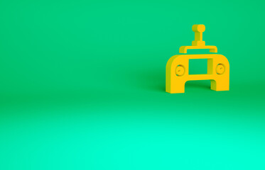 Orange Drone radio remote control transmitter icon isolated on green background. Minimalism concept. 3d illustration 3D render.