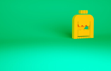 Orange Christmas sweater with norwegian ornaments and holidays decorations icon isolated on green background. Knitted winter jumper. Minimalism concept. 3d illustration 3D render.