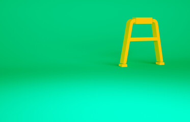 Orange Walker for disabled person icon isolated on green background. Minimalism concept. 3d illustration 3D render.