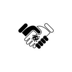 Handshake virus transmission icon. Handshake and viruses on hand icon Isolated on black background
