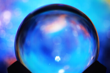 Magic ball predictions. mysterious composition. Fortune teller, mind power, prediction concept. Space inside.