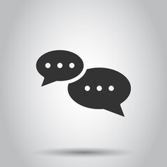 Speak chat sign icon in flat style. Speech bubbles vector illustration on white isolated background. Team discussion button business concept.