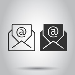 Email message icon in flat style. Mail document vector illustration on white isolated background. Message correspondence business concept.