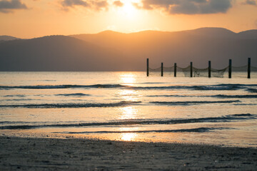 A golden sunset in Andaman at Chidiyatapu beach