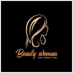 woman beauty logo template. silhouette of woman and hair.