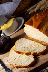 white bread with butter and delicious jam