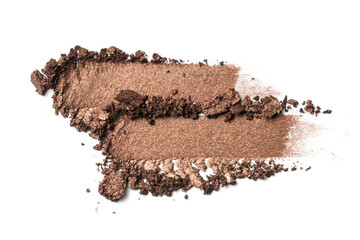 Close-up of make-up swatches. Smears of crushed brown eye shadow