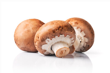Fresh champignon mushrooms isolated on white