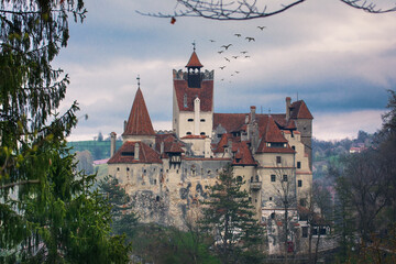 Mystical landscape with Bran Castle in Romania