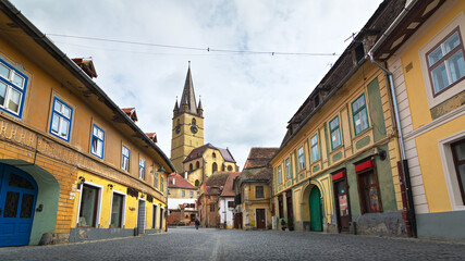 Cityscape of historical center of Sibiu town