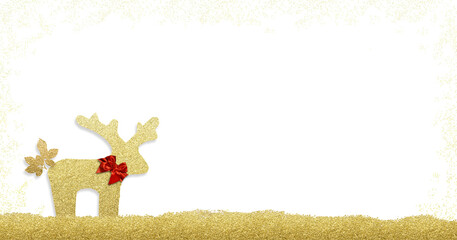 Christmas greeting card, Santa reindeer isolated.