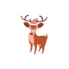 
Christmas Deer Icon Vector Flat Background