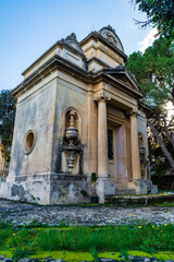 Paola, Malta - December 6th 2018: Mausoleum at the Addolorata Cemetery. Opened in 1869 and is the largest burial ground in Malta. 